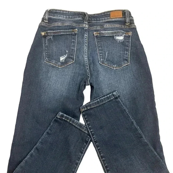 Judy Blue Skinny Fit JB82104DK Dark Wash Light Distressed Jeans Womens size 7/28 - Picture 5 of 16